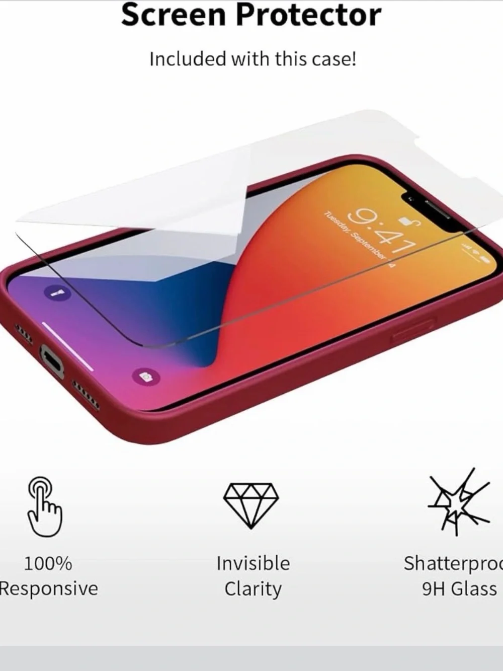 Compatible with iPhone Cover 13 Pro Case Silicone with Screen Protector Sky Blue